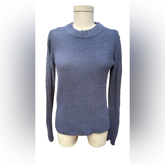 Toad & Co Cambridge Cable Crewneck sweater in denim blue, Extra Small, XS - Picture 3 of 13